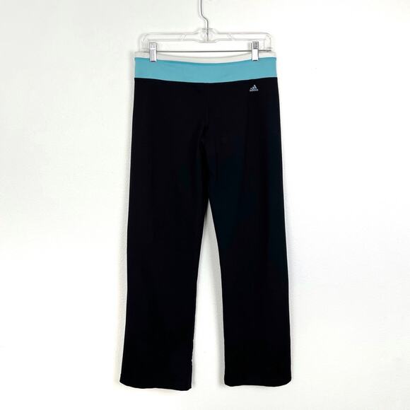 Adidas Vintage Y2K Wide Leg Leggings Sweats Workout Sportswear Athleisure Black - Picture 1 of 6